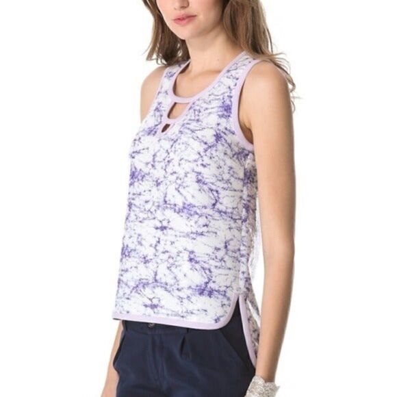 Diane Von Furstenberg Sequin Party Tie Dye Purple Tank Top Work Blouse Sz 4 - Picture 1 of 10